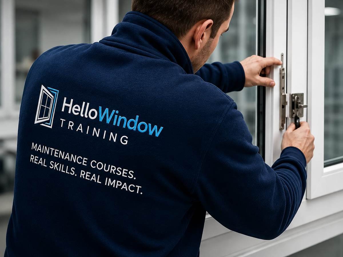 A HelloWindow Training instructor repairing a window frame